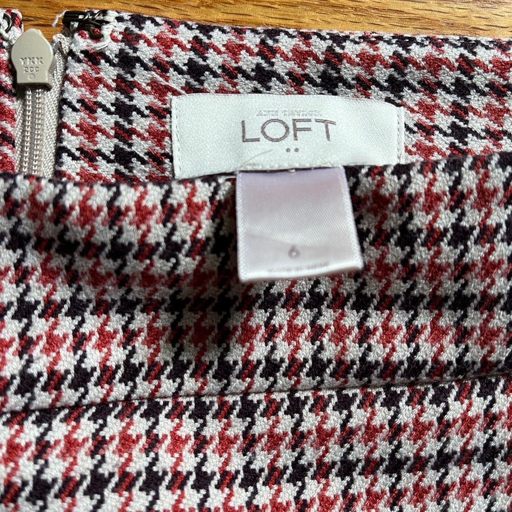 LOFT Women's Houndstooth Mini Skirt - Red, Black, White